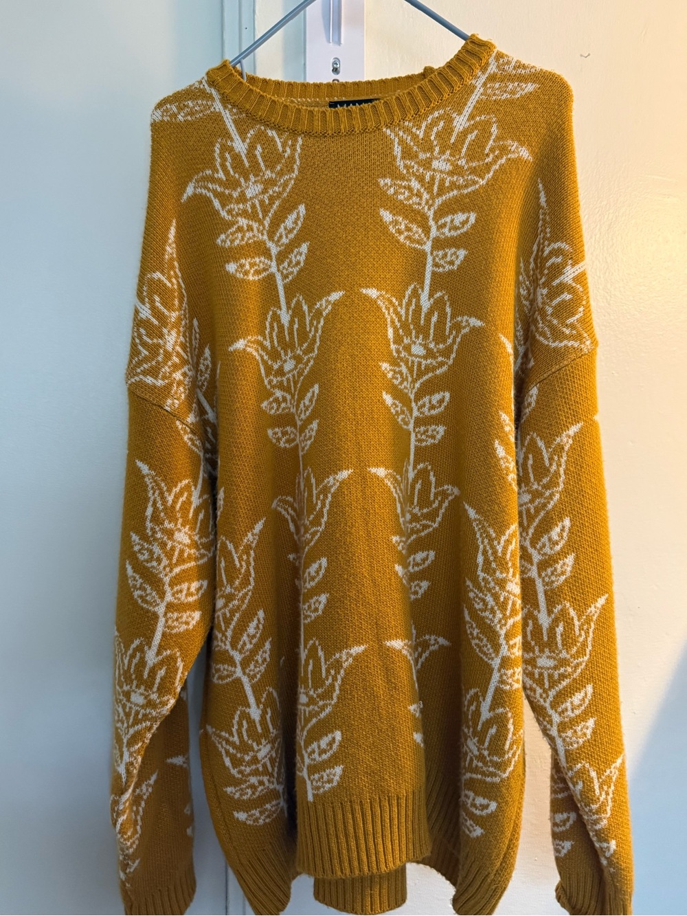 Mustard Floral Knit Sweater - Men